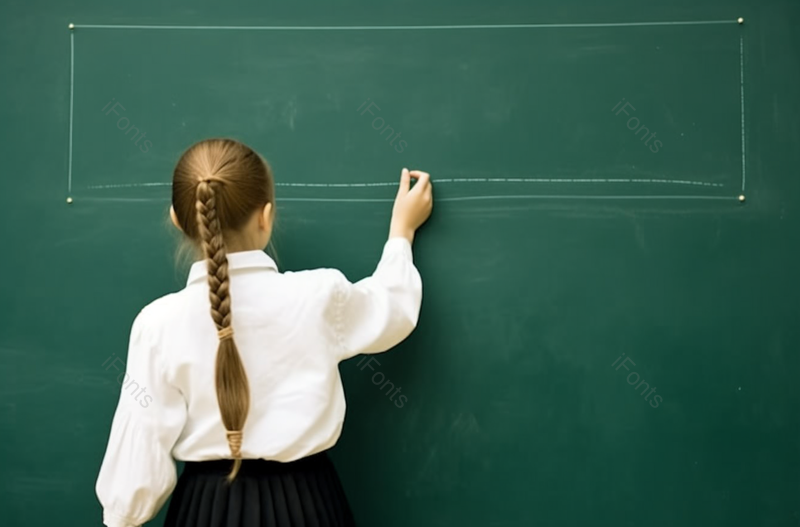 拿着粉笔正要写字的外国女学生,高清,摄影图,摄影图片,图片大全,摄影图免费下载